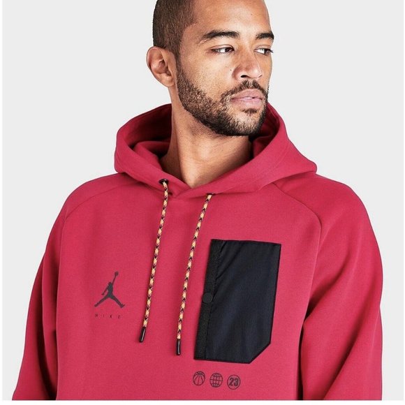 Nike Air Jordan Jumpman Red Hoodie Statement Pullover Fleece - Picture 2 of 6